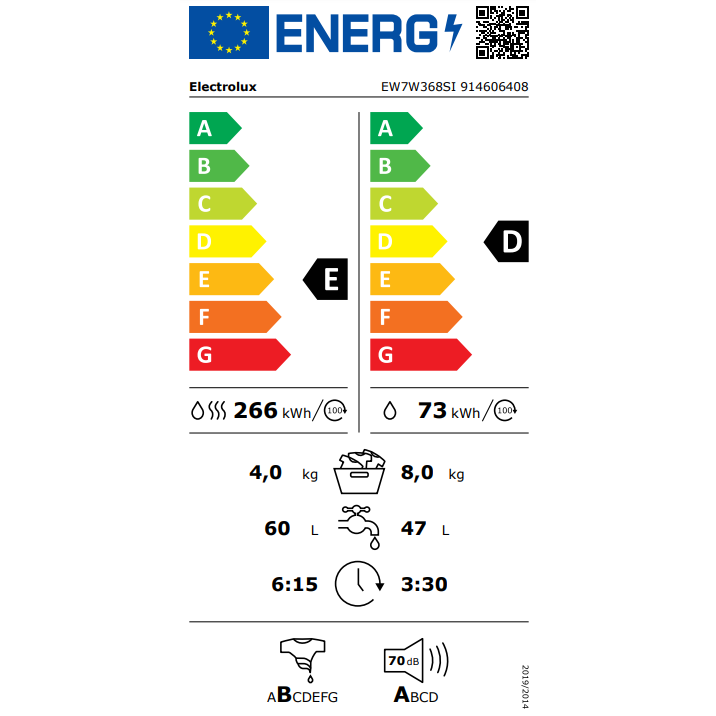 Skalbyklė-džiovyklė ELECTROLUX EW7W368SI