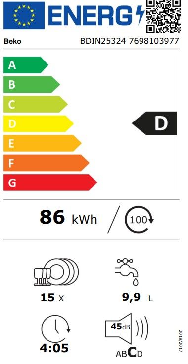 Įmontuojama indaplovė Beko BDIN25324