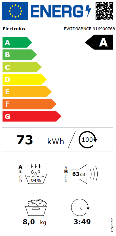 Džiovyklė ELECTROLUX EW7D38BNCE Džiovyklė ELECTROLUX EW7D38BNCE