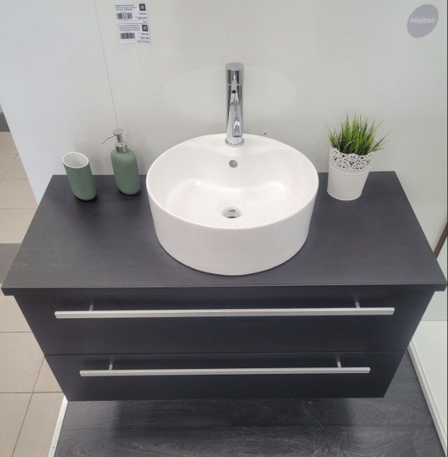 Pastatomas praustuvas su spintele Serena 100 cm, juodas ąžuolas 1431370101