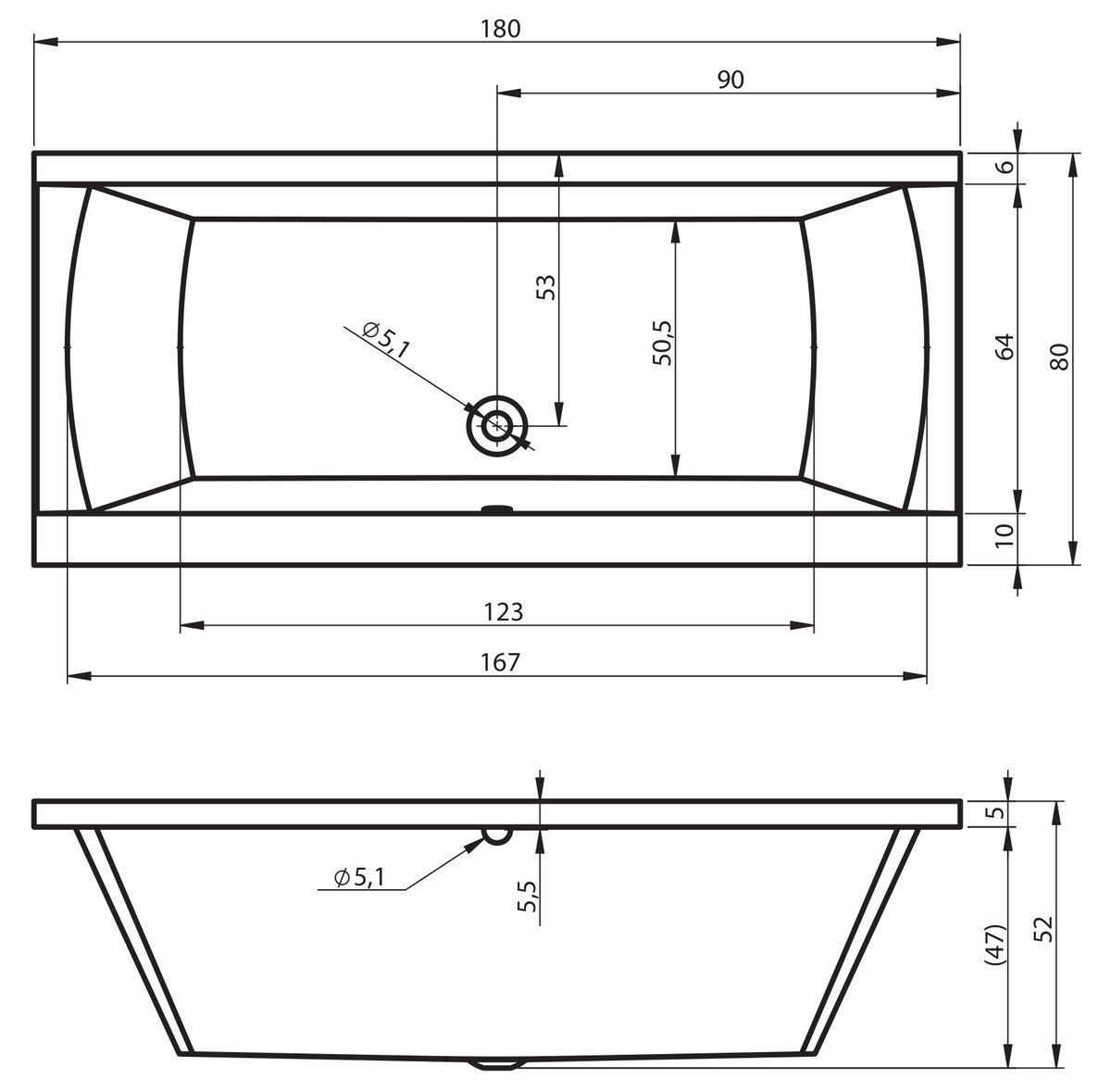 Akrilinė vonia Riho Julia 180x80 cm, balta, B025001005