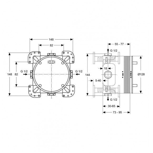 Termostatinė potinkinė dušo sistema Ideal Standard Ceratherm C100, chromas A7572AA