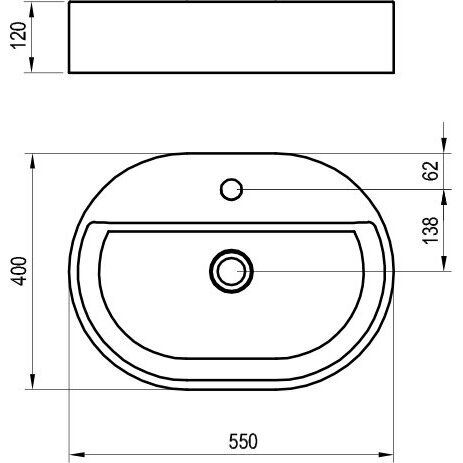 Praustuvas Ravak Ceramic 550 O Slim, baltas XJX01155003