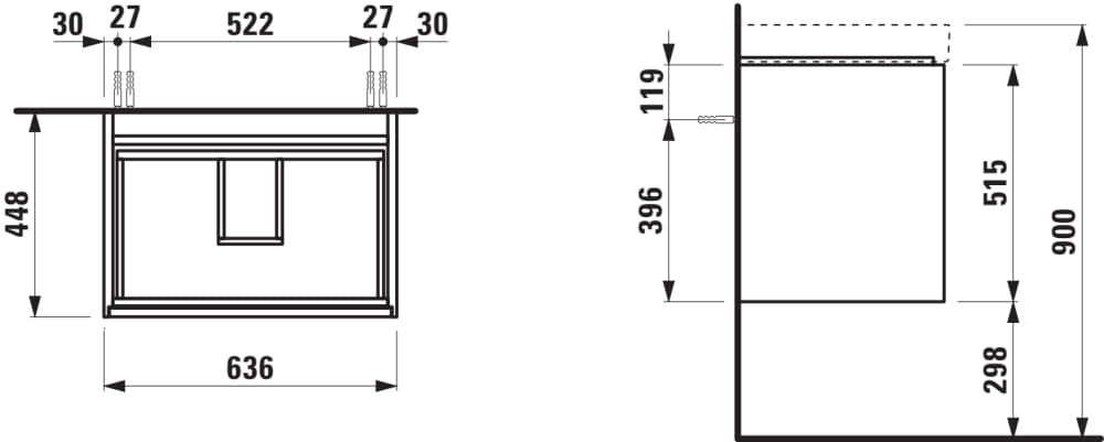 Spintelė praustuvui Laufen Meda 65 cm balta matinė 2 jų stalčių H4215820112601 Spintelė praustuvui Laufen Meda 65 cm balta matinė 2 jų stalčių H4215820112601