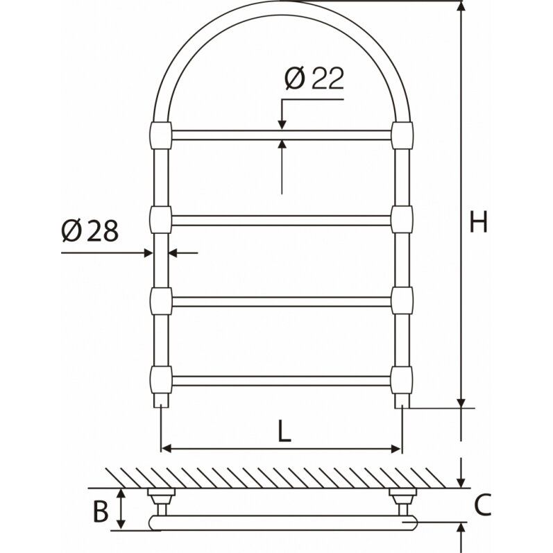 Rankšluosčių džiovintuvas Elonika EŽRA 450 K-Pa 900x500 mm, sendinto žalvario, 4770046009409