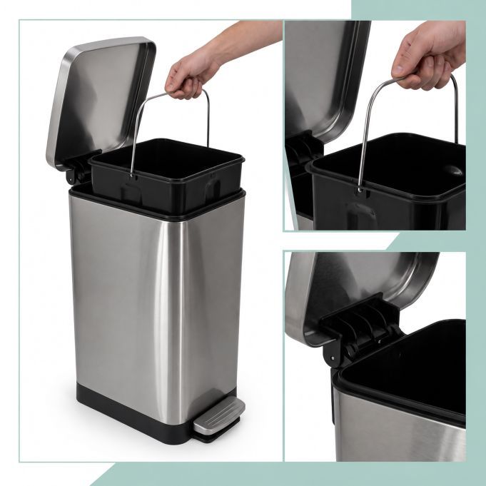 Šiukšliadėžė 15 L Pedal Bin, nerūdijančio plieno Šiukšliadėžė 15 L Pedal Bin, nerūdijančio plieno