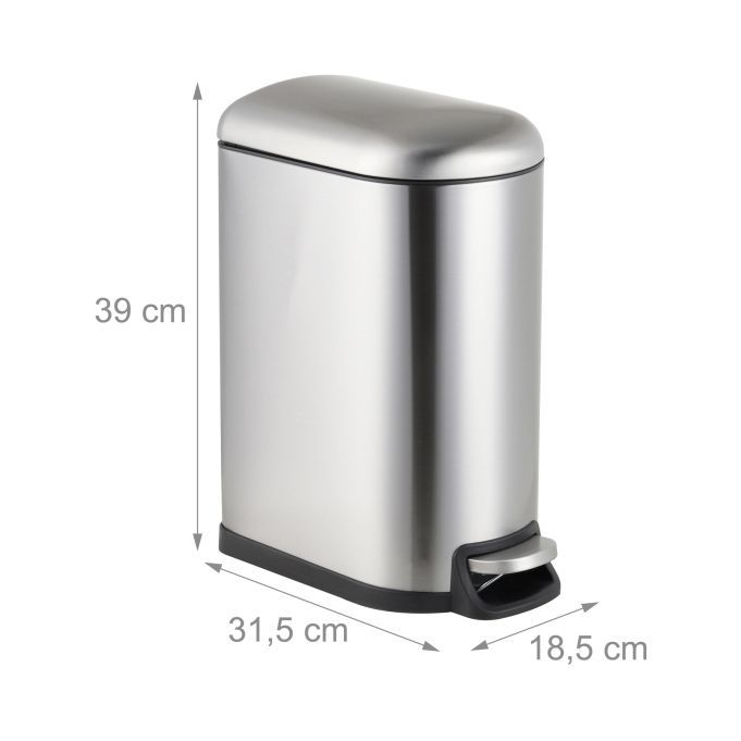 Šiukšliadėžė nerūdijančio plieno, 10 L Pedal Bin, Silver