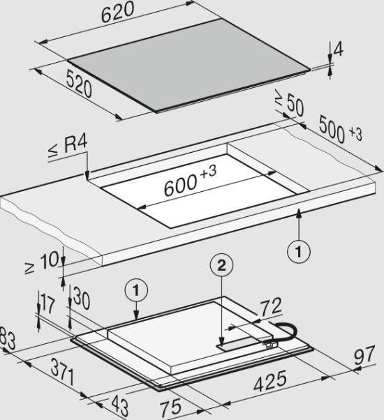 Įmontuojama indukcinė kaitlentė Miele PowerFlex, KM 8565 FL, 12911440, 62 cm Įmontuojama indukcinė kaitlentė Miele PowerFlex, KM 8565 FL, 12911440, 62 cm