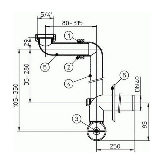 Taupantis vietą sifonas praustuvams HL137, DN32, HL137/30, juodas Taupantis vietą sifonas praustuvams HL137, DN32, HL137/30, juodas