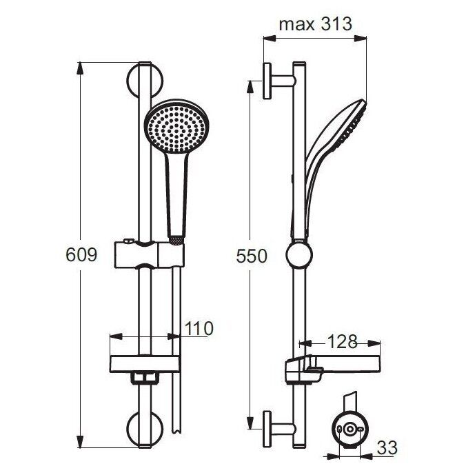 Dušo komplektas Ideal Standard Idealrain, chromas, B9412AA