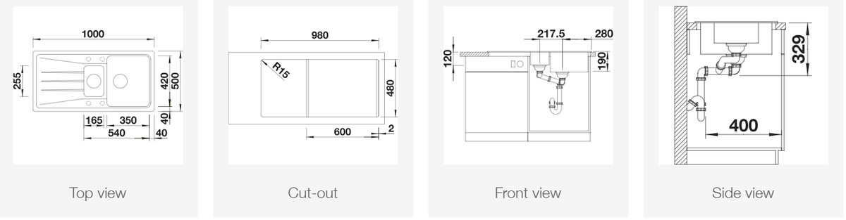 Silgranitinė plautuvė BLANCO SONA 6 S SILG PDUR Tartufo O.ZUB O.AF