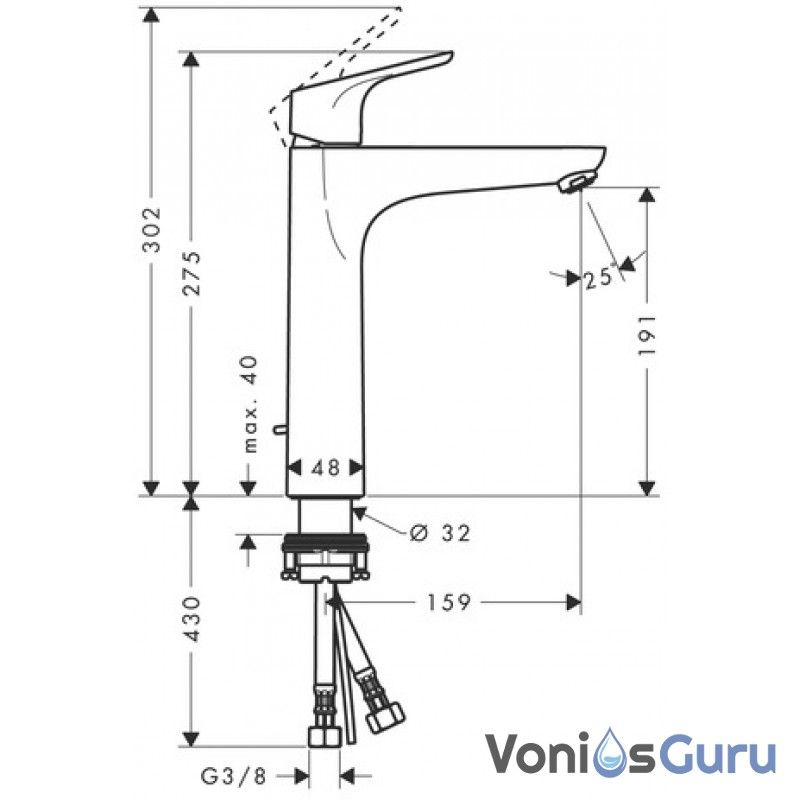 Maišytuvas praustuvui Hansgrohe FOCUS chromas 31608000