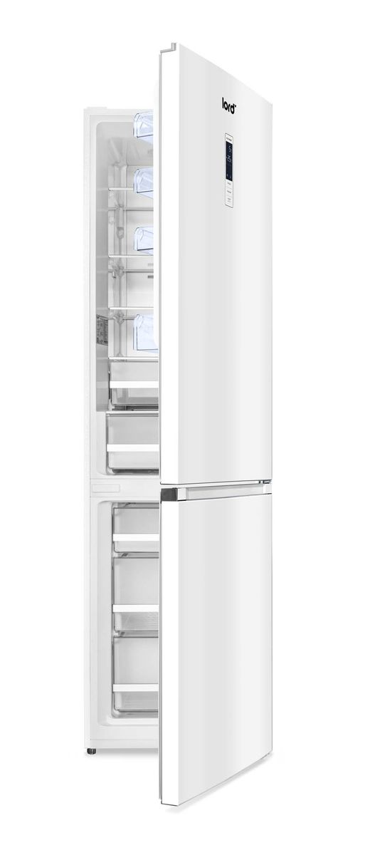 201 cm aukščio baltos spalvos šaldytuvas su šaldikliu apačioje Lord C7 5.GN