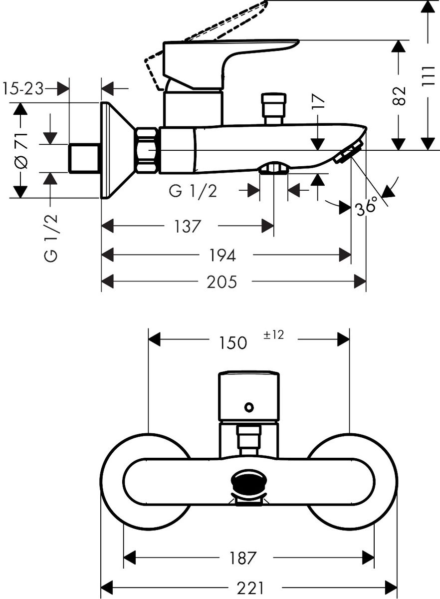 Vonios maišytuvas Hansgrohe Talis E, aukso, 71740990