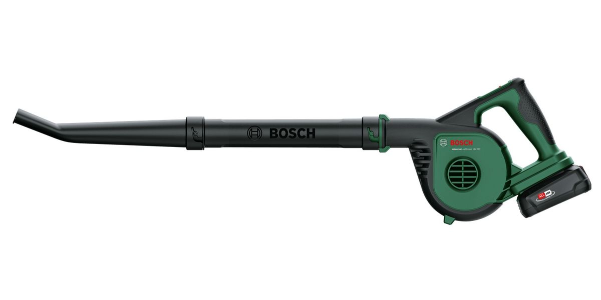 Akumuliatorinis lapų pūstuvas Bosch UniversalLeafBlower 18V-130, 1x2,5Ah, AL 1820 CL, 06008A0600 Akumuliatorinis lapų pūstuvas Bosch UniversalLeafBlower 18V-130, 1x2,5Ah, AL 1820 CL, 06008A0600