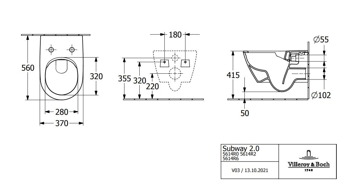 Pakabinamas unitazas VB SUBWAY 2.0, DirectFlush 5614R001 Pakabinamas unitazas VB SUBWAY 2.0, DirectFlush 5614R001