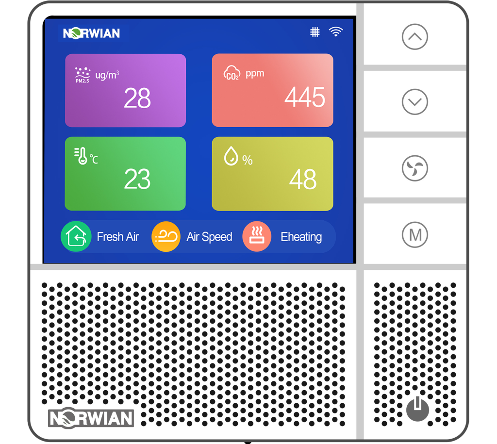 Entalpinis rekuperatorius Norwian AIR 400, 1,5 kw tenai, WIFI+ patalpos valdiklis