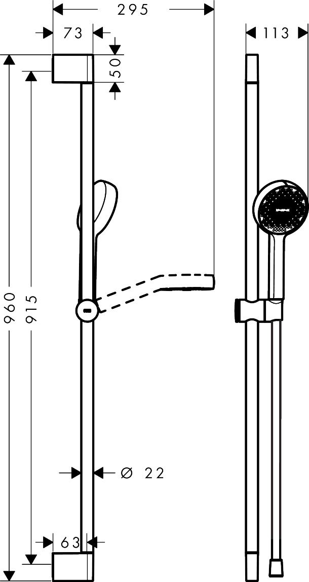 Dušo komplektas hansgrohe Activera Select S, dušo stovas 90cm, juoda matinė 28046670