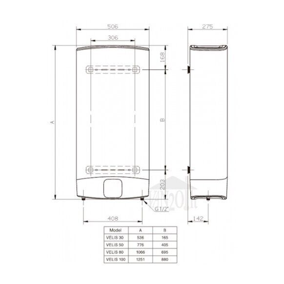 Elektrinis vandens šildytuvas Ariston VELIS EVO 80 3626146