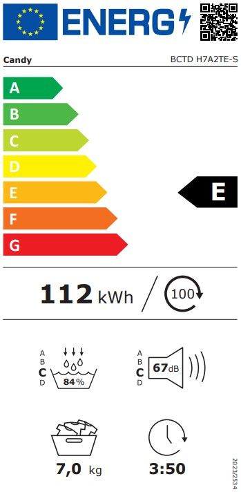 Džiovyklė Candy BCTD H7A2TE-S Džiovyklė Candy BCTD H7A2TE-S