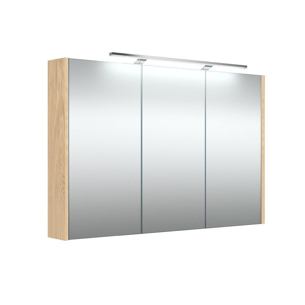 Veidrodinė spintelė su apšvietimu Raguvos Baldai, LED, IP44, šviesus ąžuolas, 100 cm, 1402735