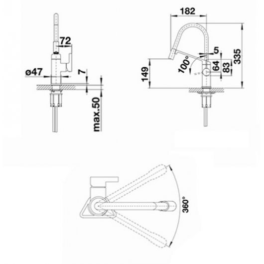 Plautuvės maišytuvas BLANCO VIU-S Chrom HD Lava grey/Green/Orange/Yellow