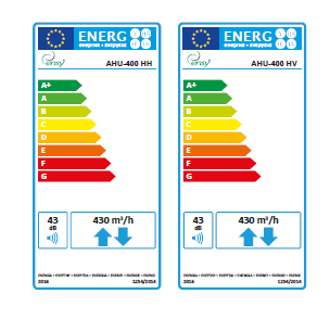 Rekuperatorius ENSY InoVent AHU-400HH/1 palubinis deš. p. 430m³/h. Komplekte valdiklis su WI-FI