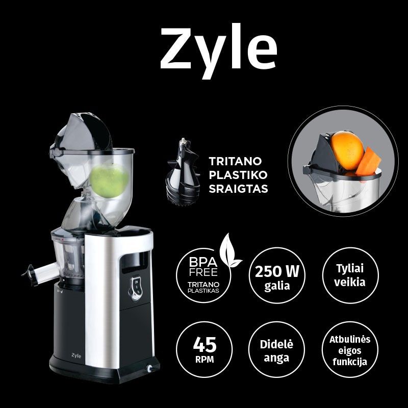 Lėtaeigė sulčiaspaudė Zyle 250 W, ZY378BSJ