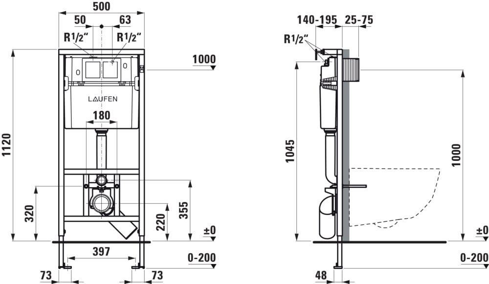 Komplektas: rėmas Laufen Lis su juoda matine plokštele ir unitazas Villeroy & Boch Subway 2.0 Rimless su Soft Close dangčiu