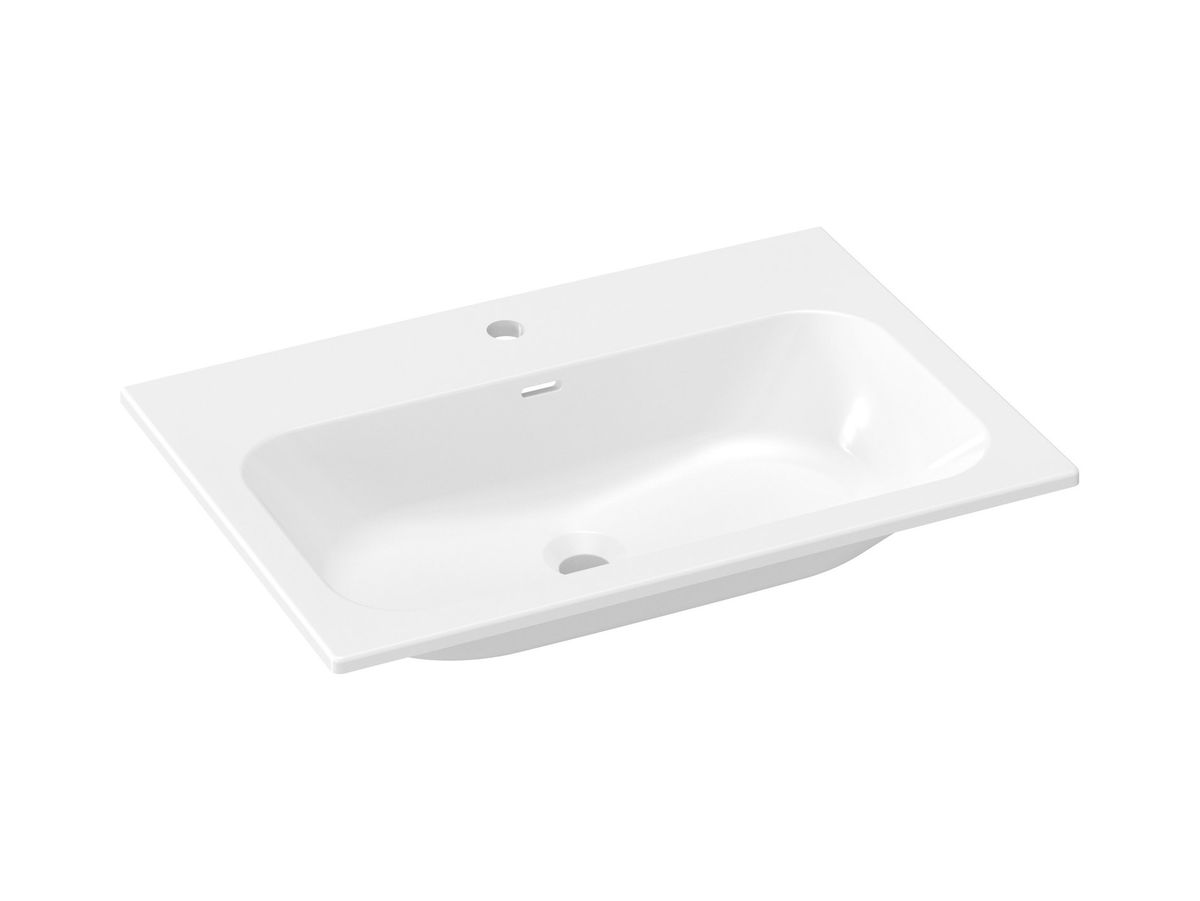 Keraminis praustuvas Ravak Chrome Slim 70, su skyle maišytuvui ir perpildymui, baltas, XJX01170002