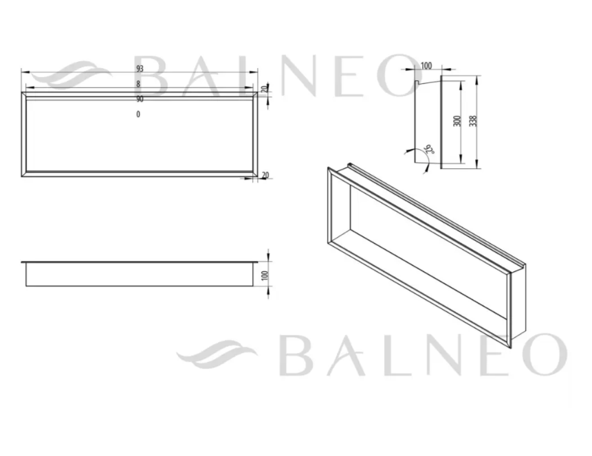 Įleidžiama sieninė lentyna Balneo Wall Box LED juodos sp., 30x90x10 cm, B0101020109-3 Įleidžiama sieninė lentyna Balneo Wall Box LED juodos sp., 30x90x10 cm, B0101020109-3