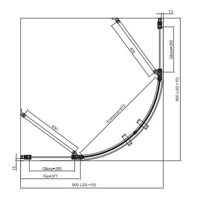 Dušo kabina DIVERA 90x90x200 cm, durys su varstymu į vidų ir išorę D22ERB550905007