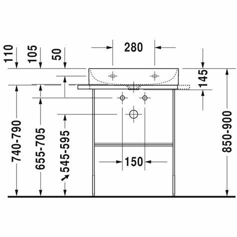 Praustuvas Duravit Durasquare 60 cm su metalinėmis kojomis