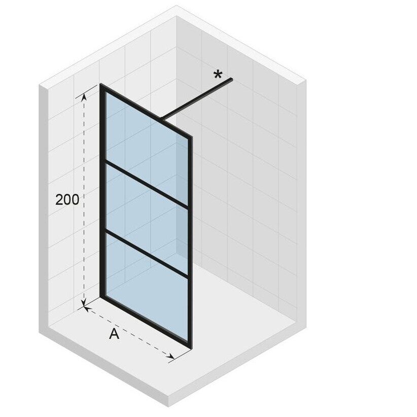 Dušo sienelė Riho Grid GB400 90 cm, juodas profilis, skaidrus stiklas G004025121