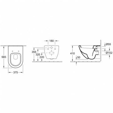 Pakabinamas unitazas Villeroy&Boch Subway be dangčio, baltas, 66001001