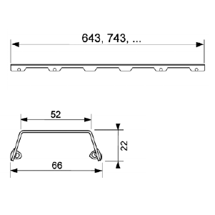 Dušo latako grotelės TECE STEEL II 800mm tiesios poliruotos, 600882