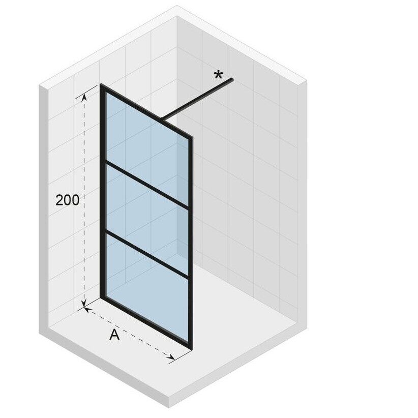 Dušo sienelė RIHO Grid GB400 100 cm, juodas profilis, skaidrus stiklas G004026121