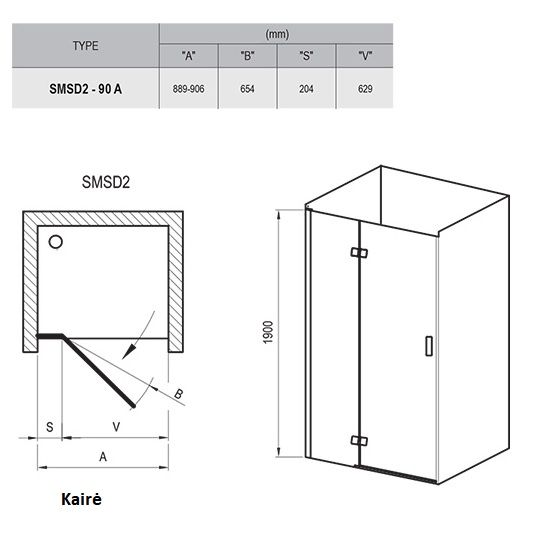 Dušo durys į nišą Ravak Smartline SMSD2-90 A, dešinė, blizgūs profiliai, skaidrus stiklas Dušo durys į nišą Ravak Smartline SMSD2-90 A, dešinė, blizgūs profiliai, skaidrus stiklas