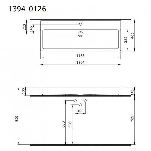 Praustuvas Bocchi Milano 120x46,5 cm baltas 1394-001-0126