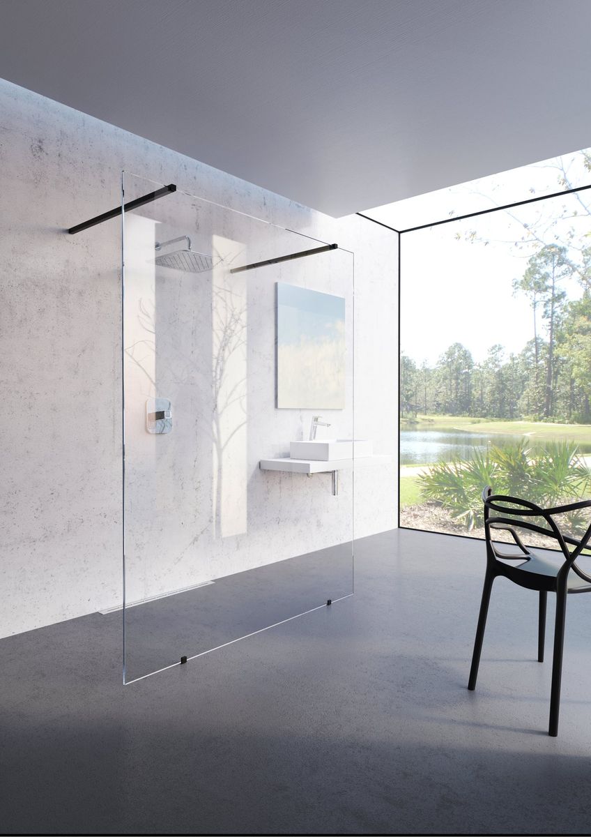 Dušo sienelė Ravak Walk-In Free Set 160, juoda+stiklas Transparent, GW9FS030SZ1