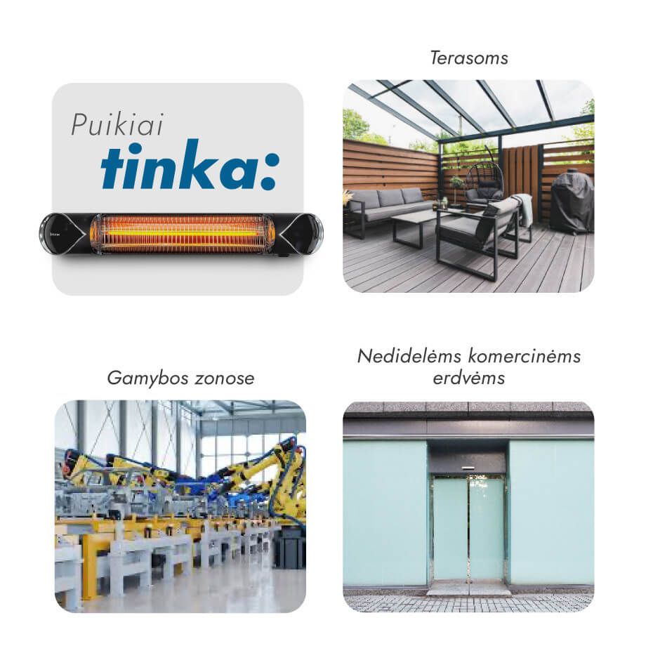 Pastatomas Infraraudonųjų spindulių šildytuvas Heatum H2500R CORE BLACK su trikoju stovu Pastatomas Infraraudonųjų spindulių šildytuvas Heatum H2500R CORE BLACK su trikoju stovu