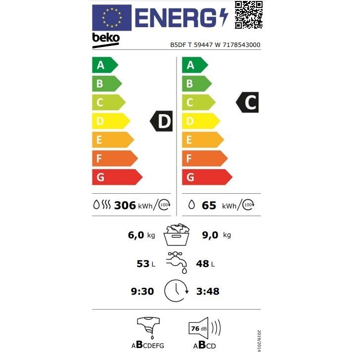 Skalbyklė - džiovyklė BEKO B5DFT59447W