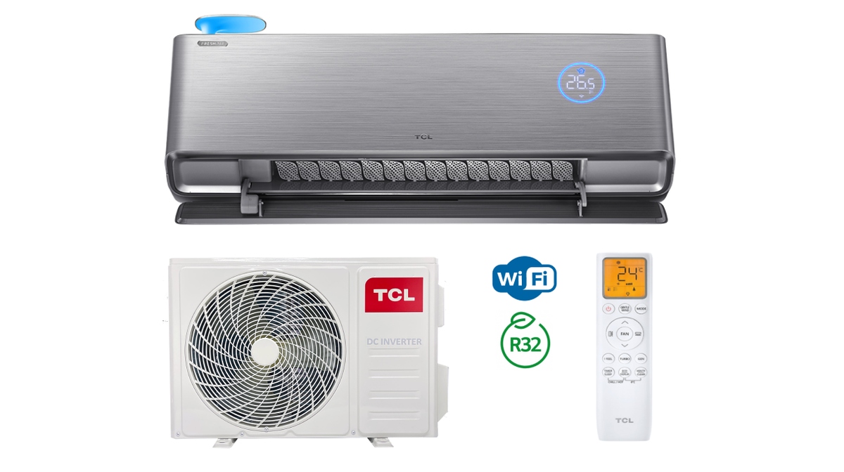 Oro kondicionierius TCL Fresh Air R32 Wi-Fi, 3,7 kW šaldymui, 3,9 kW šildymui su mini rekuperatoriumi (iki 60 m³/h)