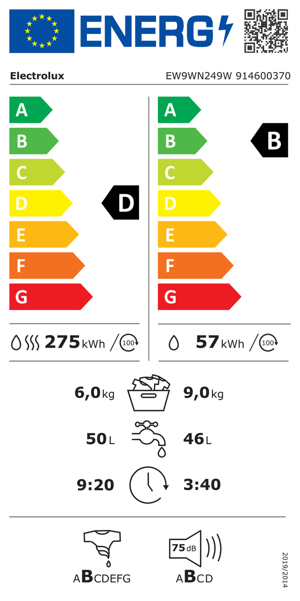 Skalbyklė - džiovyklė Electrolux EW9WN249W