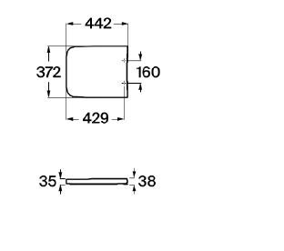 WC dangtis INSPIRA SQUARE soft close, baltas, A80153200B WC dangtis INSPIRA SQUARE soft close, baltas, A80153200B