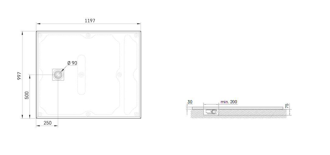 Akmens masės dušo padėklas PAA Lettera 100x120 cm (be panelio) Akmens masės dušo padėklas PAA Lettera 100x120 cm (be panelio)