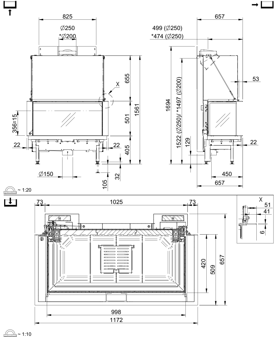 Plieninis židinio ugniakuras Spartherm Premium A-3RL-100h, ø200 mm, trimis stiklais Plieninis židinio ugniakuras Spartherm Premium A-3RL-100h, ø200 mm, trimis stiklais