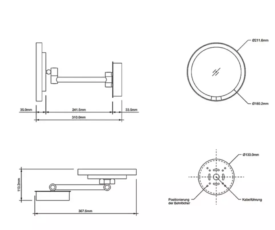 Kosmetinis veidrodėlis JUST LOOK WD 7X, 21.5 cm skersmens, 13 W, chromas, 0123600