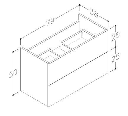 Apatinė spintelė Kame DUET su stalčiais, 79cm, juodas ąžuolas BU/8-2DR/1