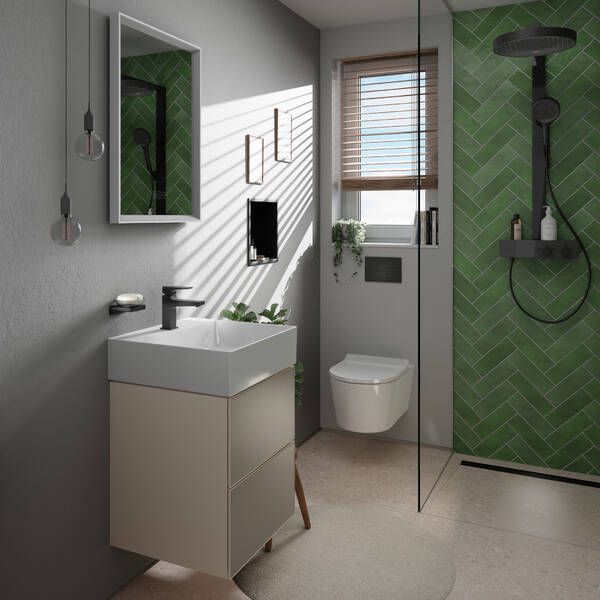 Dušo sistema Hansgrohe Rainfinity 250 1jet EcoSmart, juoda matinė, 28742670